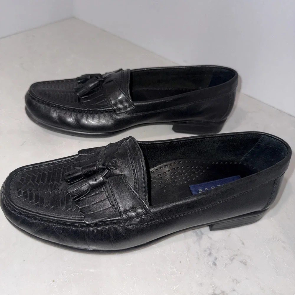 Men's Giorgio Brutini Loafers Slip On 9 M Black Tassel Woven